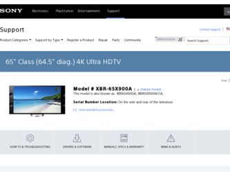 XBR-65X900A driver download page on the Sony site