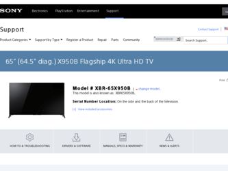 XBR-65X950B driver download page on the Sony site