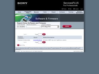 XCGH280CR driver download page on the Sony site