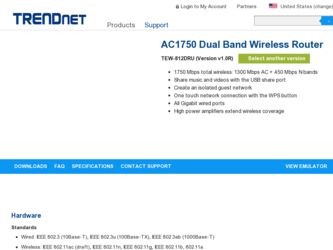 AC1750 driver download page on the TRENDnet site