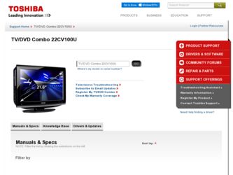 22CV100U driver download page on the Toshiba site