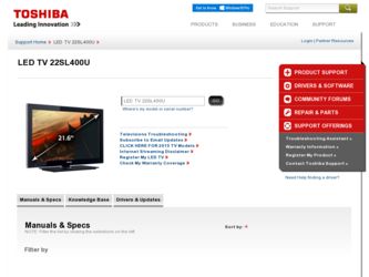 22SL400U driver download page on the Toshiba site