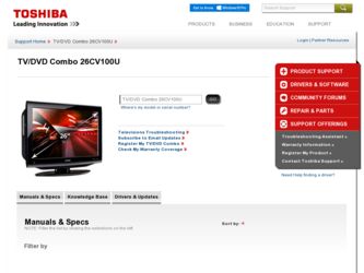 26CV100U driver download page on the Toshiba site