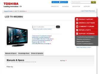 40G300U driver download page on the Toshiba site