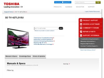 42TL515U driver download page on the Toshiba site