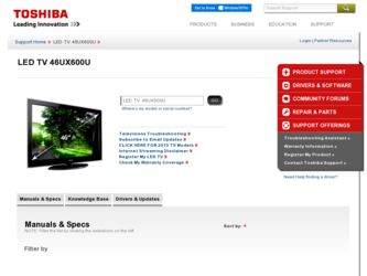 46UX600U driver download page on the Toshiba site