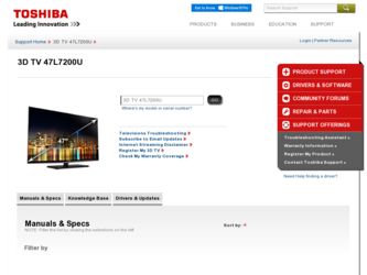 47L7200U driver download page on the Toshiba site