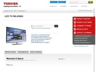 50L4300U driver download page on the Toshiba site