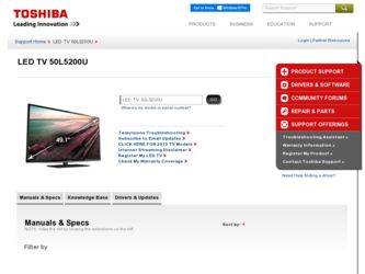 50L5200U driver download page on the Toshiba site