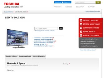 50L7300U driver download page on the Toshiba site