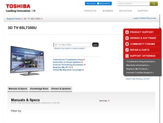 65L7350U driver download page on the Toshiba site