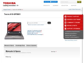 A10-SP5801 driver download page on the Toshiba site