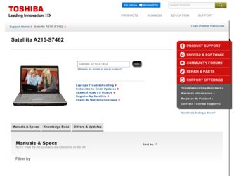 A215-S7462 driver download page on the Toshiba site