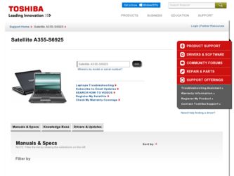 A355-S6925 driver download page on the Toshiba site