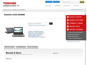 A355-S6998E driver download page on the Toshiba site