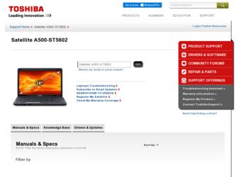 A500-ST5602 driver download page on the Toshiba site