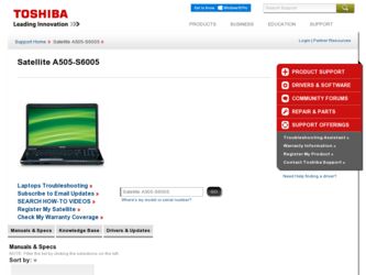 A505-S6005 driver download page on the Toshiba site