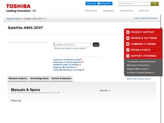 A665-3DV7 driver download page on the Toshiba site