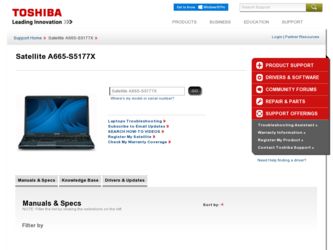 A665-S5177X driver download page on the Toshiba site