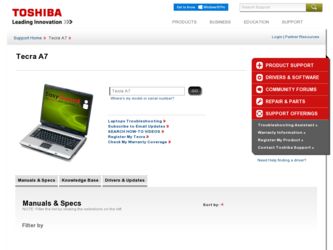 A7 driver download page on the Toshiba site