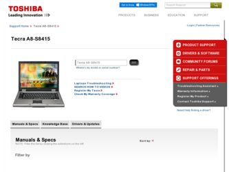 A8-S8415 driver download page on the Toshiba site