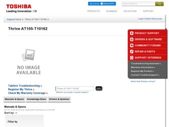 AT105-T10162 driver download page on the Toshiba site