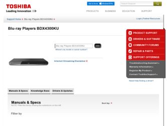 BDX4300KU driver download page on the Toshiba site