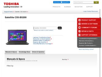 C55-B5200 driver download page on the Toshiba site