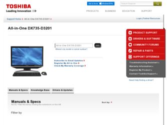 DX735-D3201 driver download page on the Toshiba site