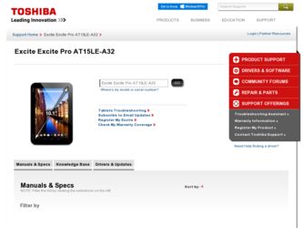 Excite AT15LE-A32 driver download page on the Toshiba site