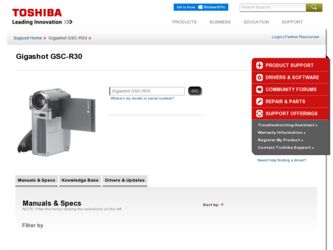 GSC-R30 driver download page on the Toshiba site