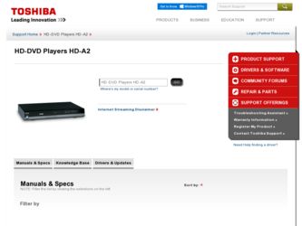 HD-A2 driver download page on the Toshiba site