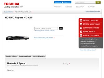 HD A35 driver download page on the Toshiba site