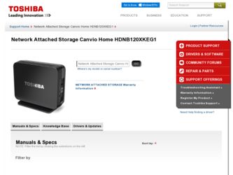 HDNB120XKEG1 driver download page on the Toshiba site