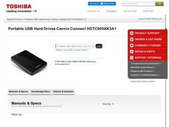 HDTC605XK3A1 driver download page on the Toshiba site
