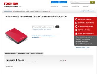 HDTC605XR3A1 driver download page on the Toshiba site