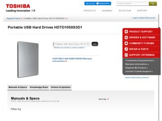 HDTD105XS3D1 driver download page on the Toshiba site
