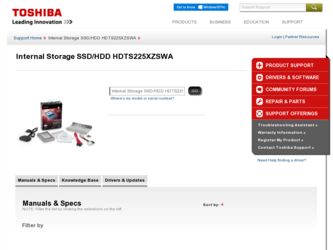 HDTS225XZSWA driver download page on the Toshiba site