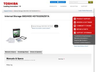 HDTS325XZSTA driver download page on the Toshiba site