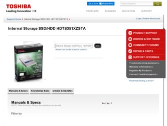 HDTS351XZSTA driver download page on the Toshiba site