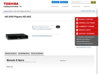 HDXA2 driver download page on the Toshiba site