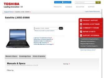L305D-S5868 driver download page on the Toshiba site