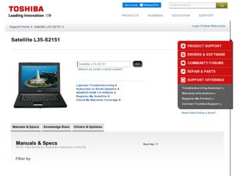 L35-S2151 driver download page on the Toshiba site