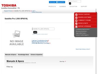 L500-SP6016L driver download page on the Toshiba site
