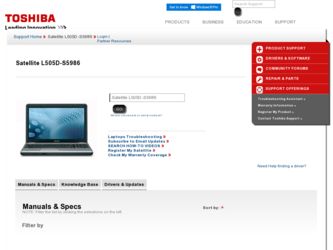 L505D S5986 driver download page on the Toshiba site