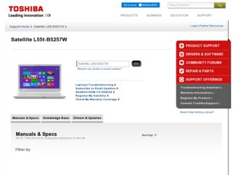 L55t-B5257W driver download page on the Toshiba site