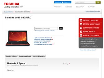 L635-S3050RD driver download page on the Toshiba site
