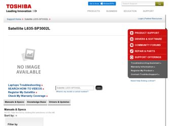 L635-SP3002L driver download page on the Toshiba site