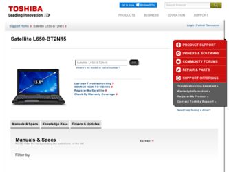 L650-BT2N15 driver download page on the Toshiba site