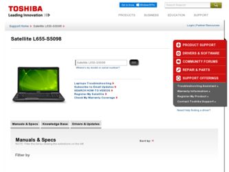 L655-S5098 driver download page on the Toshiba site
